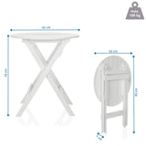 Dessin coté de la Table pliante TRAVANO T de 62 × 62 cm et d'une hauteur de 70 cm de hjh LIVING
