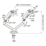 Dessin technique de la Fixation pour écran Ergomount GF2 avec une largeur maximale de 1010 mm de hjh OFFICE