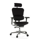 Siège de direction de luxe ERGOHUMAN GEN2 noir avec appui-tête, accoudoirs et pied à cinq roulettes de hjh OFFICE – vue à 360° (vue de face 15°)