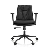 Siège de bureau à domicile SMALLO noir avec rembourrage et piètement à cinq roulettes de hjh OFFICE – vue à 360° (vue de face 0°)
