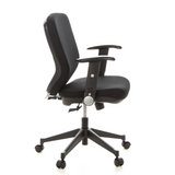 Siège de bureau de qualité professionnelle TRAFFIC 20 noir avec accoudoirs et base à cinq roulettes de hjh OFFICE – vue à 360° (vue de profil 80°)