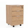 Caisson sur roulettes DAVIK aspect chêne avec trois tiroirs et quatre roulettes de hjh OFFICE