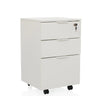 Caisson sur roulettes DAVIK blanc en bois avec trois tiroirs et une serrure de hjh OFFICE