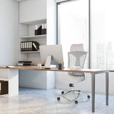 Siège de bureau de qualité professionnelle FALEO W gris avec dossier en maille à un bureau de hjh OFFICE