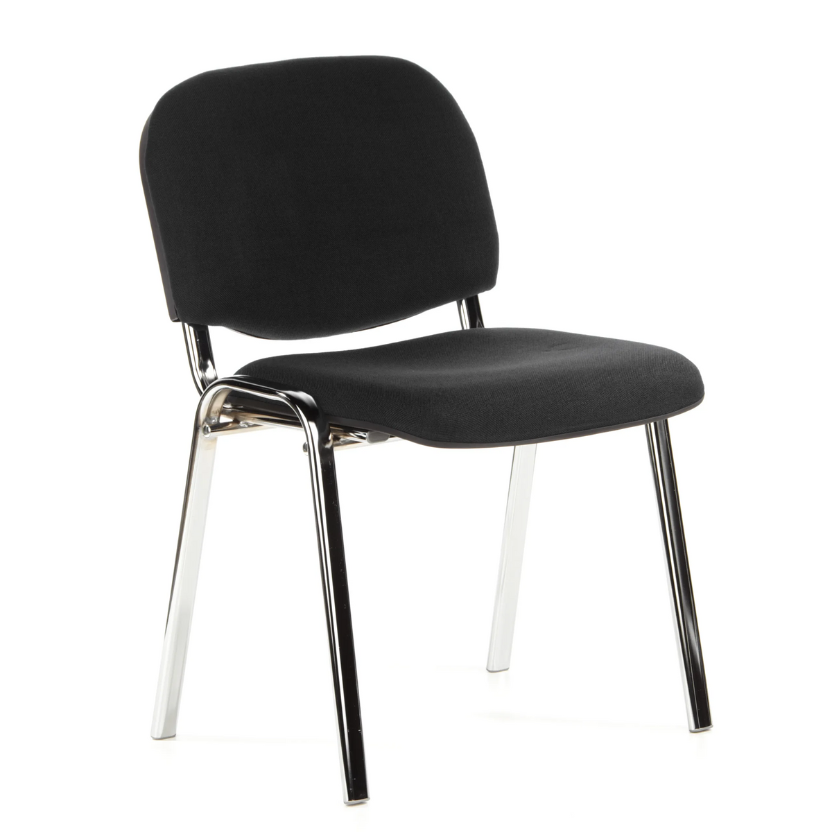 Chaise à quatre pieds XT 600 C noire avec assise et dossier rembourrés de hjh OFFICE – vue à 360° (vue de trois quarts avant 40°)