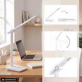 Articulations réglables et positionnement flexible de la lampe de bureau Lumanova D1 de hjh OFFICE (image générée par IA)