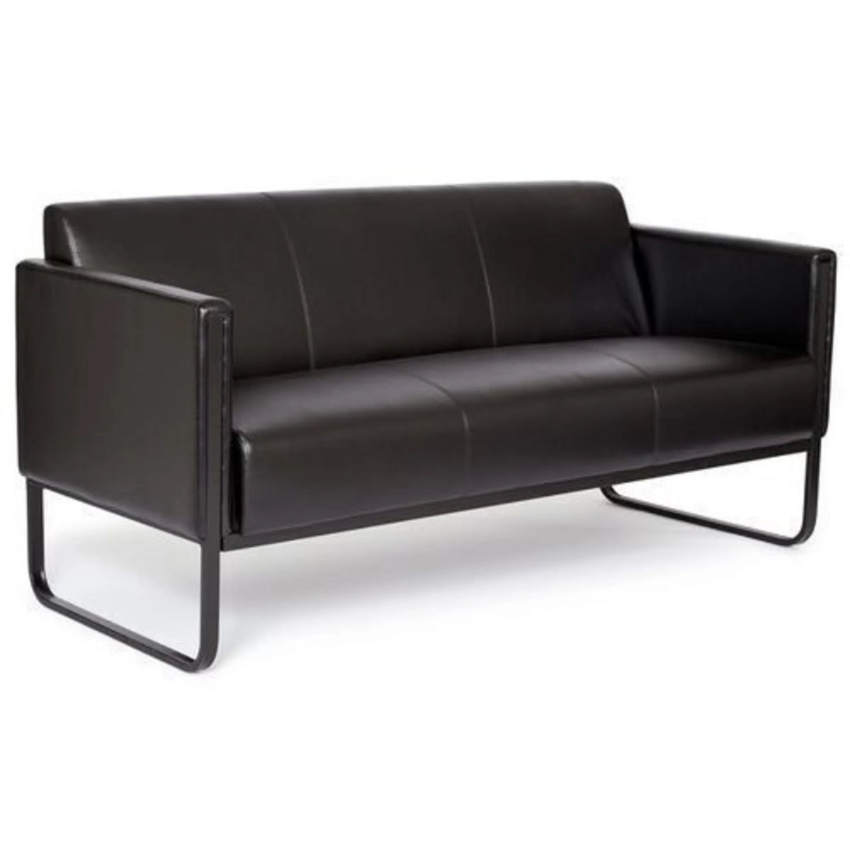 Canapé lounge BALI BLACK noir trois places avec structure métallique minimaliste de hjh OFFICE