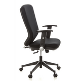 Siège de bureau de qualité professionnelle TRAFFIC 30 noir avec accoudoirs et base à cinq roulettes de hjh OFFICE – vue à 360° (vue de profil 80°)