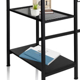 Étagères noires du Bureau WORKSPACE H I avec une surface grillagée et une surface lisse de hjh OFFICE