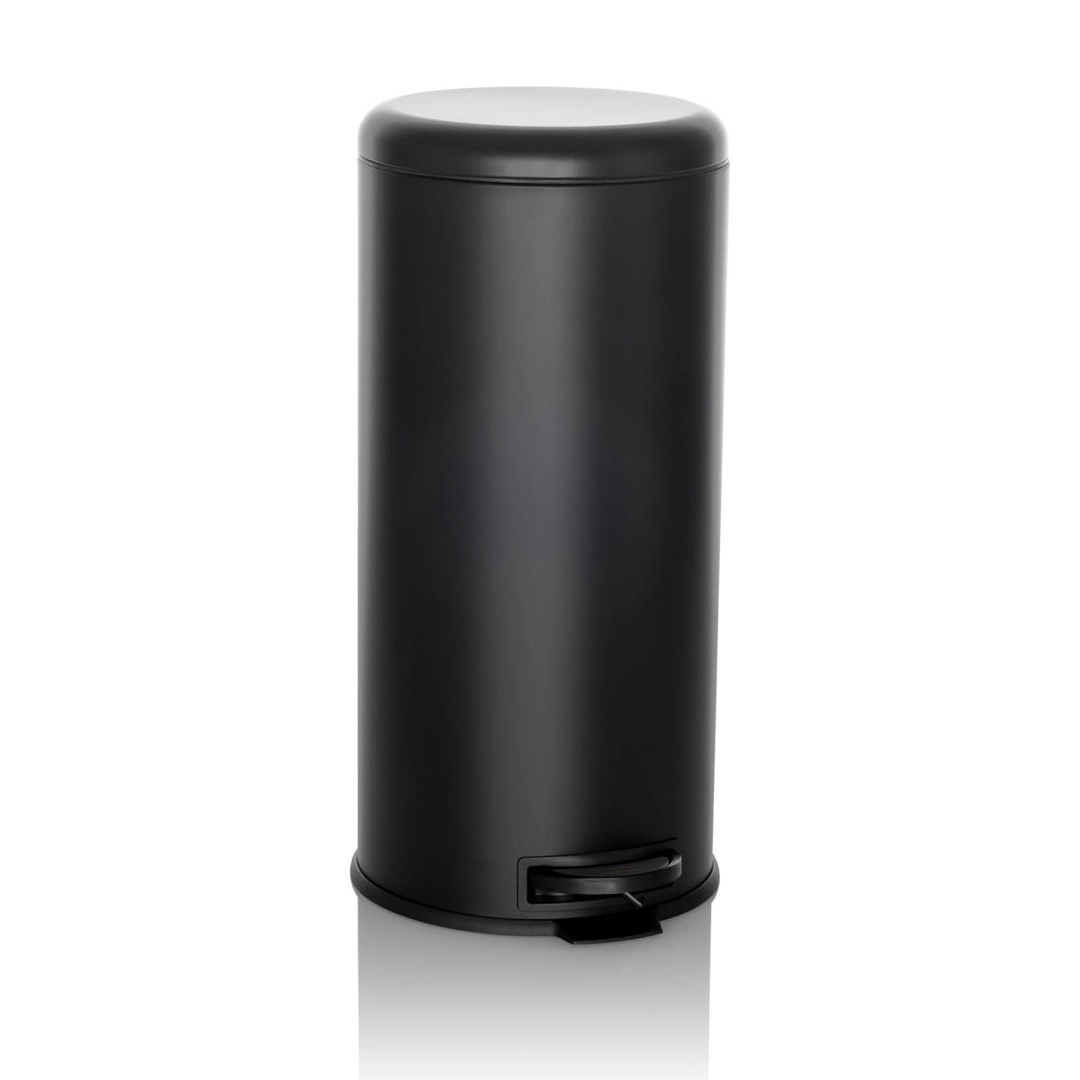 Poubelle CLEAN STEP noire avec couvercle et pédale de hjh OFFICE – vue à 360° (vue de face 15°)
