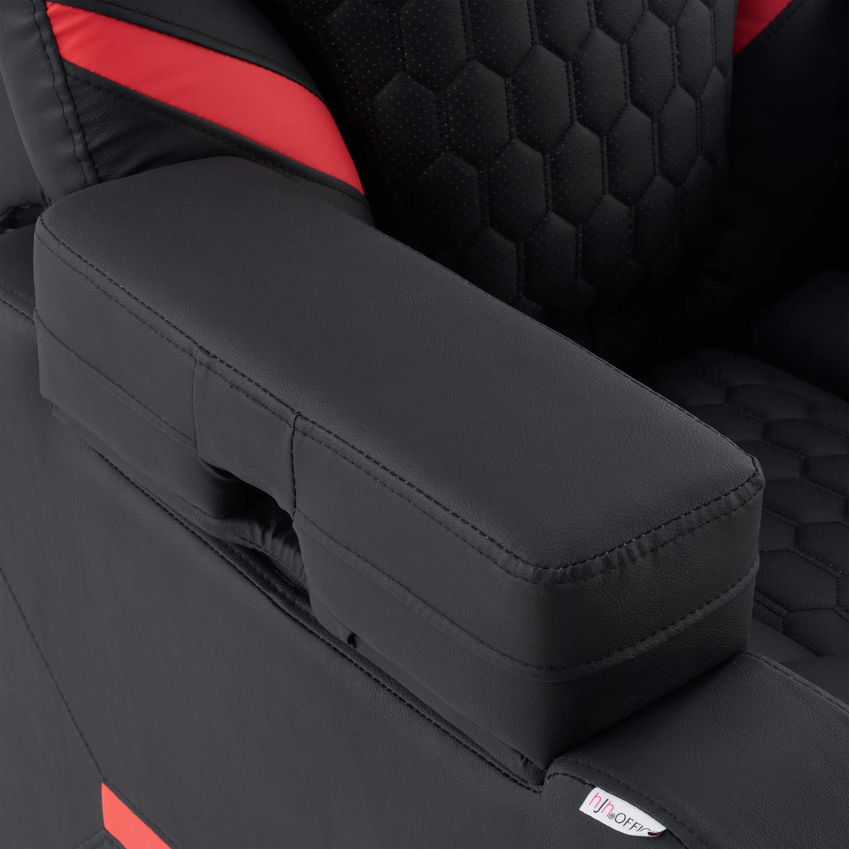 Accoudoir rembourré du fauteuil de salon Game Sport RX en noir avec des accents rouges de hjh OFFICE