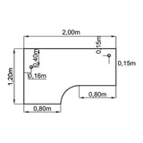 Dessin technique du bureau REGO 82 G de 2,00 x 1,20 m de hjh OFFICE PRO