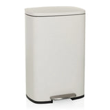 Poubelle CLEAN XV beige avec couvercle et pédale de hjh OFFICE – vue à 360° (vue de face 15°)