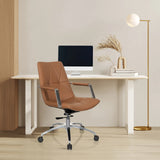 Siège de bureau à domicile SARANTO II couleur camel avec accoudoirs et pied en chrome de hjh OFFICE