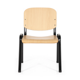 Chaise à quatre pieds XT 600 SW H avec assise et dossier en hêtre et structure noire de hjh OFFICE – vue à 360° (vue de face 0°)