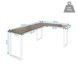 Dessin dimensionnel du Bureau d'angle WORKSPACE BASIC I en noyer et blanc, 165 x 120 cm, de hjh OFFICE
