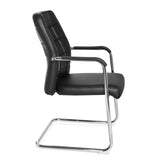 Chaise cantilever FLEXO V noire avec surpiqûres carrées et accoudoirs de hjh OFFICE – vue à 360° (vue de profil 80°)