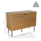 Dessin coté du Buffet LINNO S de 100 × 74 cm avec une capacité de charge de 50 kg de hjh LIVING