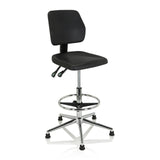 Chaise de comptoir noire TOP WORK 11 I avec repose-pieds et pied en étoile sur patins de hjh OFFICE