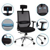 Différentes options de réglage du siège de bureau de qualité professionnelle PROFONDO PRO en noir avec vues détaillées de hjh OFFICE