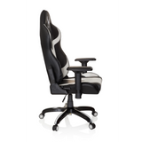 Fauteuil Gamer PROMOTER I noir et blanc avec accoudoirs et base à cinq roulettes de hjh OFFICE – vue à 360° (vue de profil 80°)