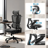 Appui-tête et accoudoirs réglables du siège de bureau de qualité professionnelle Ergo U2 Pro3 de hjh OFFICE (image générée par IA)