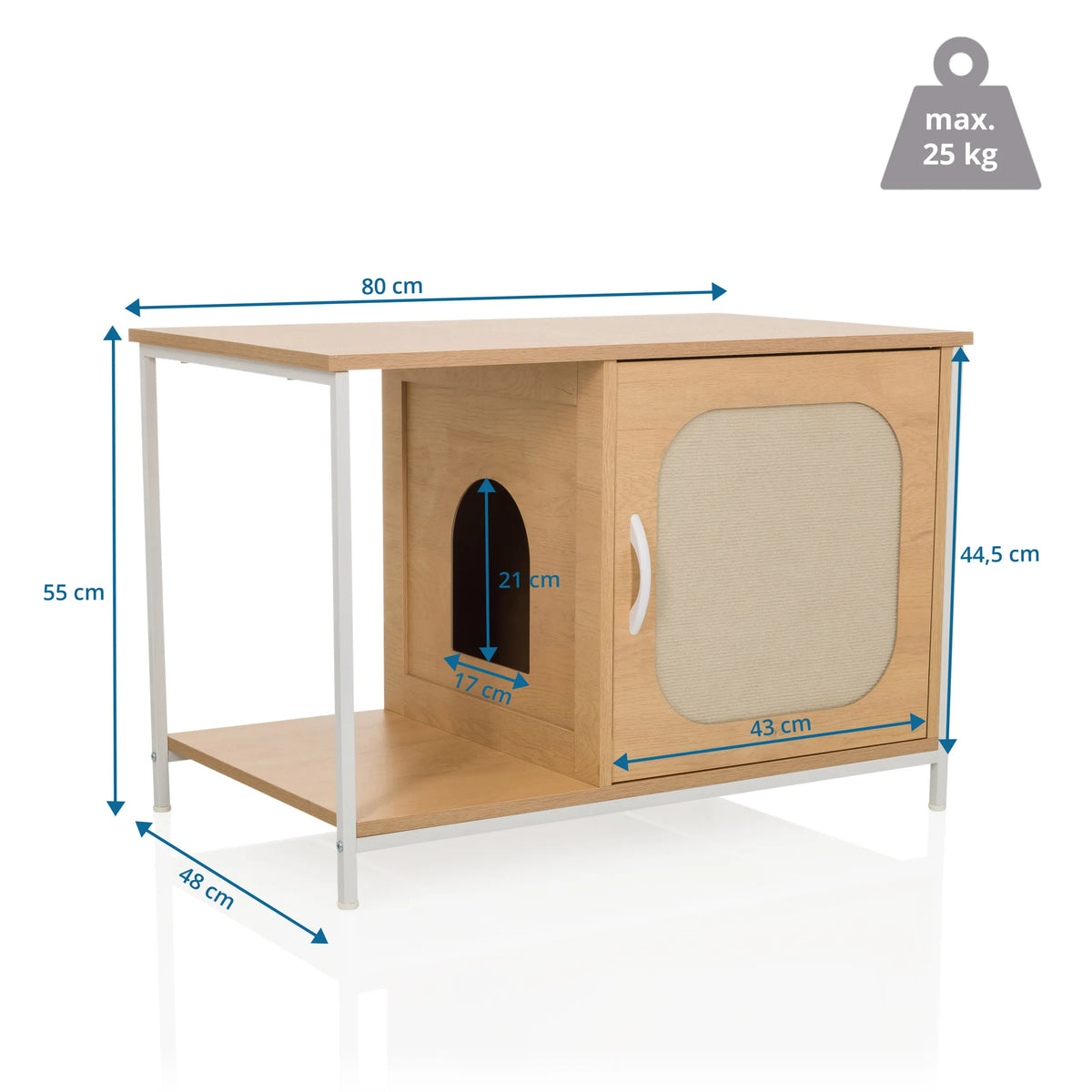 Dessin coté de la Maison pour chat KITTYHOME 1 en hêtre de 80 × 48 cm de hjh LIVING
