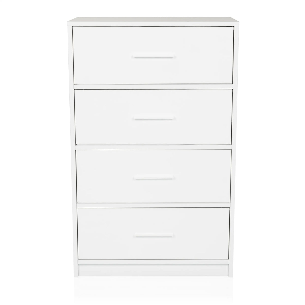 Commode blanche ESTORIA avec quatre tiroirs et des poignées simples de hjh LIVING – vue à 360° (vue de face 0°)