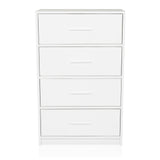 Commode blanche ESTORIA avec quatre tiroirs et des poignées simples de hjh LIVING – vue à 360° (vue de face 0°)