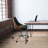 Siège de bureau à domicile CENCA en noir avec coque en bois et pied en étoile à roulettes de hjh OFFICE