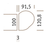 Dessin dimensionnel de la plaque d'extension LA92 C avec dimensions de 100, 91,5 et 120,8 de hjh OFFICE PRO