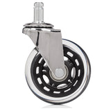 Roulettes 5x ROLO SKATE CT 11mm/75mm argentées pour sols durs avec roue transparente de hjh OFFICE