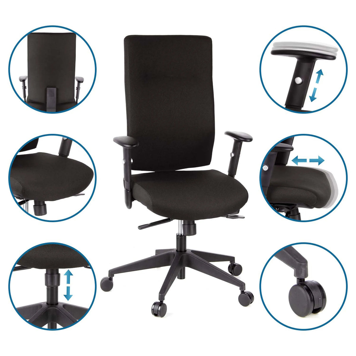 Siège de bureau de qualité professionnelle PRO-TEC 300 en noir avec accoudoirs et hauteur d'assise réglables de hjh OFFICE