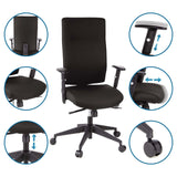 Siège de bureau de qualité professionnelle PRO-TEC 300 en noir avec accoudoirs et hauteur d'assise réglables de hjh OFFICE