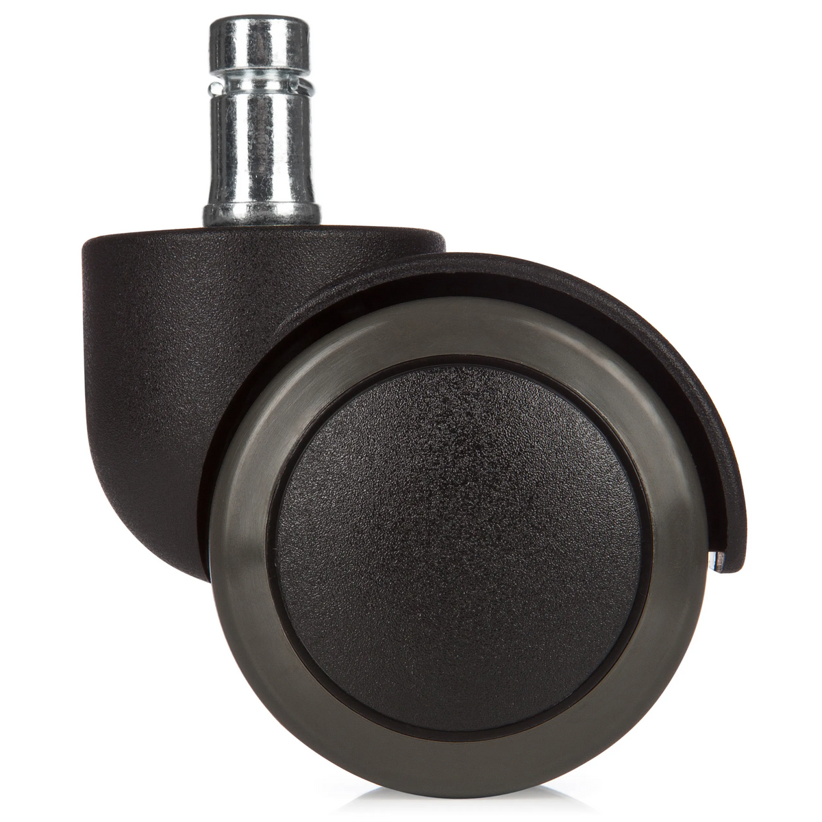 Roulettes 5x ROLO 11mm/50mm noires pour sols durs avec tige en métal argenté de hjh OFFICE – vue à 360° (vue arrière 180°)