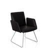 Chaise rembourrée noire DESIGNIA V avec piètement luge en métal brillant de hjh OFFICE