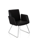 Chaise rembourrée noire DESIGNIA V avec piètement luge en métal brillant de hjh OFFICE