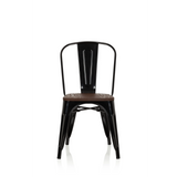 Chaise de bistrot noire VANTAGGIO COMFORT W avec assise en bois marron de hjh OFFICE – vue à 360° (vue de face 0°)