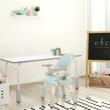 Bureau enfant KID GRO T en gris clair avec chaise enfant assortie en bleu clair et gris de hjh OFFICE
