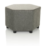 Tabouret rembourré gris BAREO de forme hexagonale et courts pieds noirs de hjh OFFICE – vue à 360° (vue de face 0°)