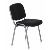 Chaise à quatre pieds XT 600 S noire avec structure argentée de hjh OFFICE – vue à 360° (vue de trois quarts avant 60°)