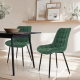 Chaise de salle à manger ELARIS en bleu canard avec rembourrage capitonné et pieds noirs de hjh LIVING