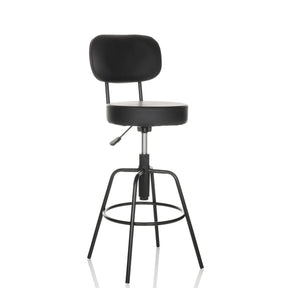 Tabouret de bar DISC HIGH noir avec dossier et repose-pieds de hjh OFFICE