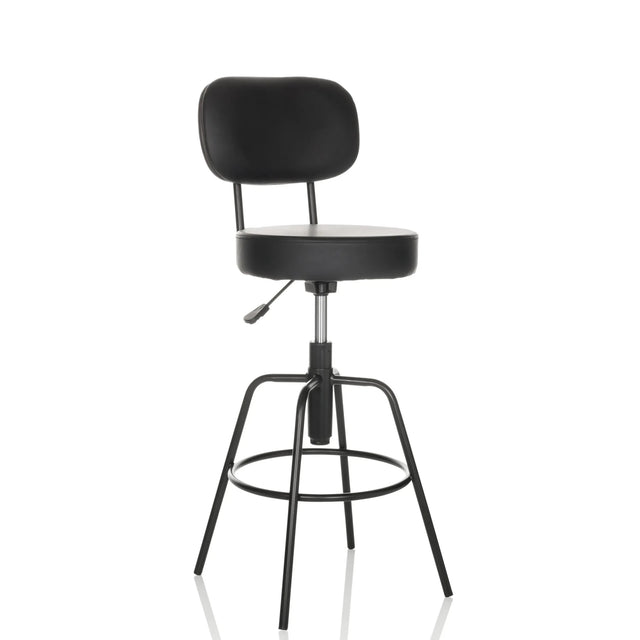 Tabouret de bar DISC HIGH noir avec dossier et repose-pieds de hjh OFFICE