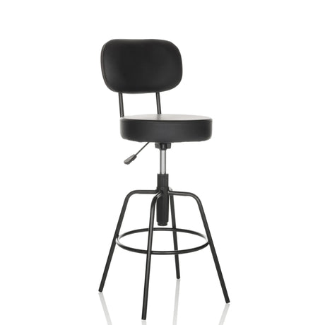 Tabouret de bar DISC HIGH noir avec dossier et repose-pieds de hjh OFFICE