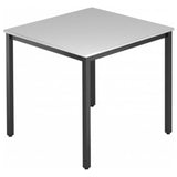 Table carrée DORAN DQ08 D avec plateau gris et piètement en tubes carrés noirs de hjh OFFICE PRO