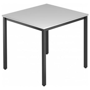 Table carrée DORAN DQ08 D avec plateau gris et piètement en tubes carrés noirs de hjh OFFICE PRO