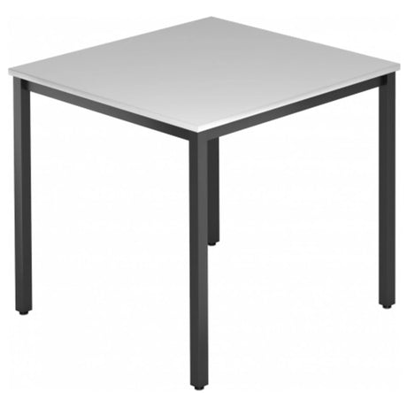 Table carrée DORAN DQ08 D avec plateau gris et piètement en tubes carrés noirs de hjh OFFICE PRO