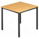 Table carrée DORAN DQ08 D avec plateau couleur hêtre et structure tubulaire carrée noire de hjh OFFICE PRO