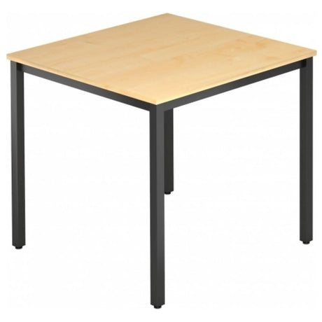 Table carrée DORAN DQ08 D avec plateau en bois d'érable et piètement tubulaire carré noir de hjh OFFICE PRO
